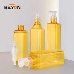Manufacturer customized 250ml pet square Body Lotion Shampoo Plastic packaging pump bottle